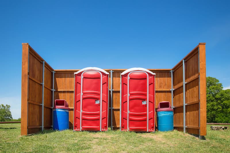 Short-term porta potty units staged for delivery in Vancouver, Washington